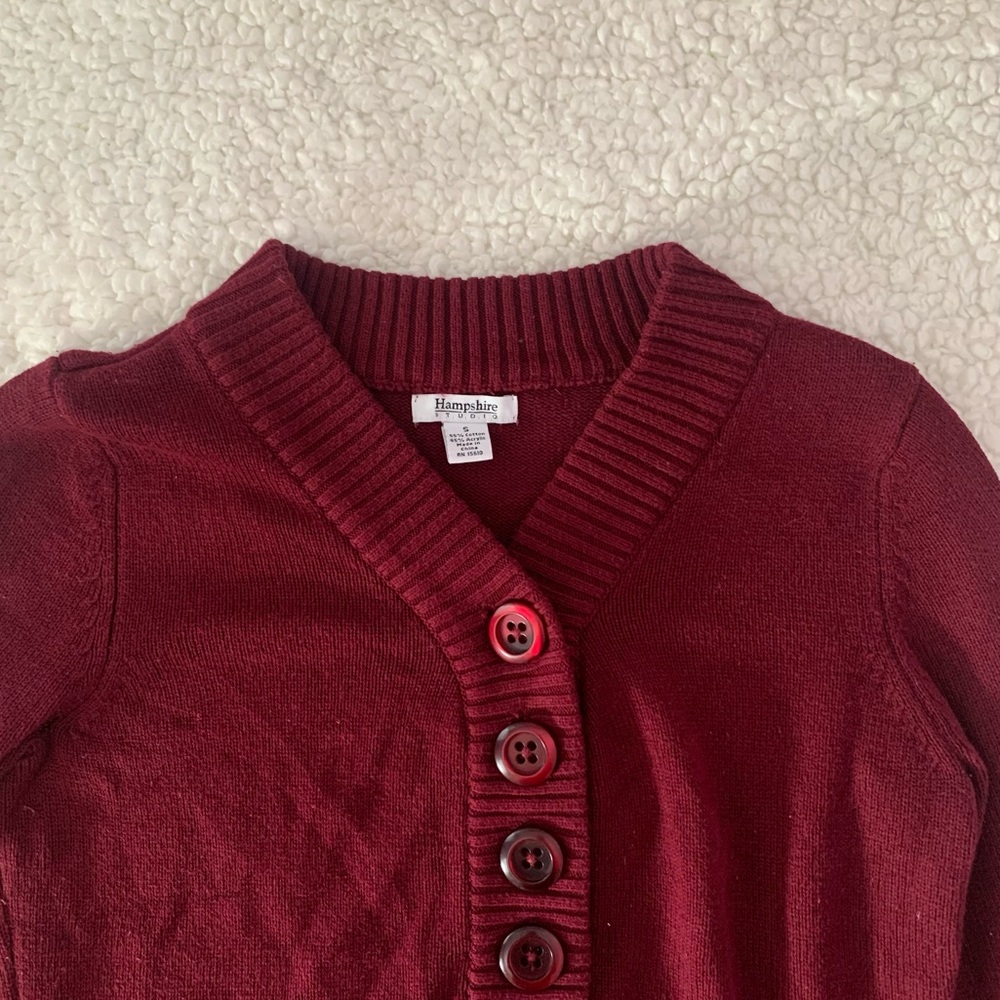 Red Cardigan Sweater | Half Button | Hampshire Studios